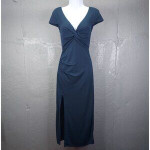 Cinq à Sept Formal Maxi Dress Women's Sz 0 Blue Lucca Cap Sleeve V-Neck Gown NEW